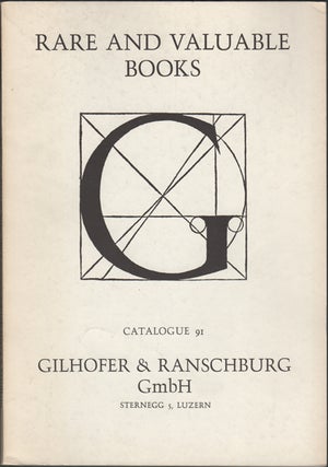 Item #42669 A Selection of Rare Books from Five Centuries. Catalogue 91. Gilhofer, Ranschburg