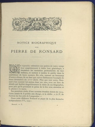 Item #42990 Notice biographique sur Pierre de Ronsard. Charles Joseph Marty-Laveaux