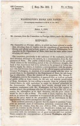 Item #43092 Washington's Books and Papers. (To accompany amendment to bill H.R. no. 283.). April...