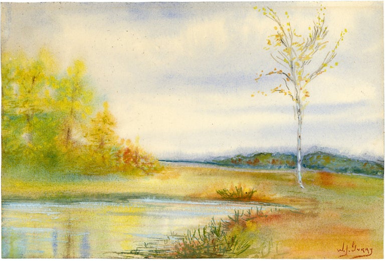 Item #43304 [Watercolor. Marsh in Autumn. Boston area. 19th c.]. W. Gurry, William.