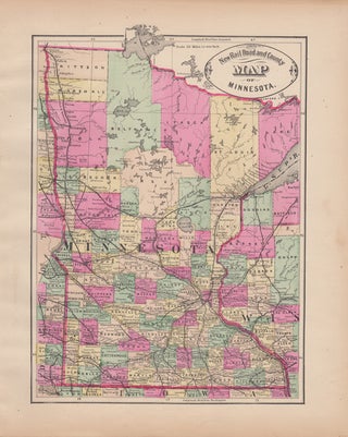 Item #43523 New Rail Road and County Map of Minnesota. George F. Cram