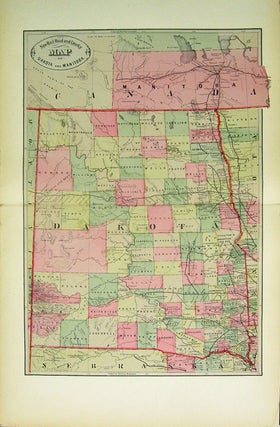 Item #43540 New Rail Road and County Map of Dakota and Manitoba. George F. Cram