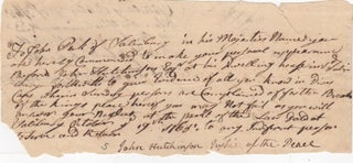 Item #44025 [Manuscript Writ Signed] Vermont Justice of the Peace John Hutchinson Summons John...