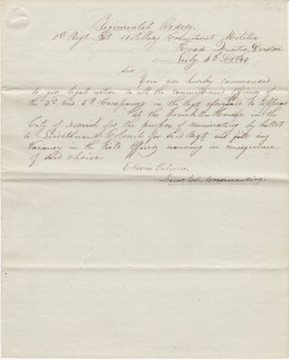 Item #44229 [Archive] Four Manuscript Documents Pertaining to the First Regiment, Light Artillery...