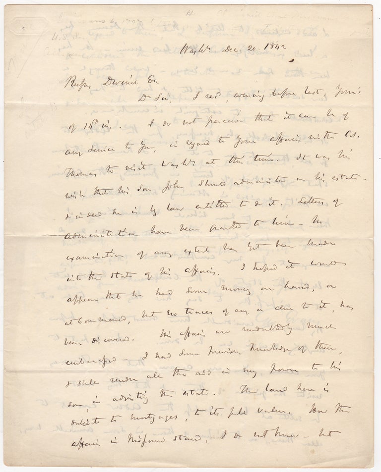 Item #44264 [ALSs] Correspondence from George Evans, U.S. Senator from Maine Concerning an Estate & an Invitation. Maine, George Evans.