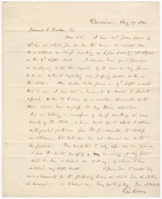 [ALSs] Correspondence from George Evans, U.S. Senator from Maine Concerning an Estate & an Invitation.