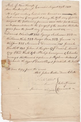 Item #44269 [Manuscript Document Signed] Letter of Election results of Concord NH for the 13th...