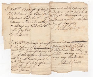 Item #44317 [Manuscript Document Signed] Colonial Rhode Island Promissory Notes. Rhode Island,...