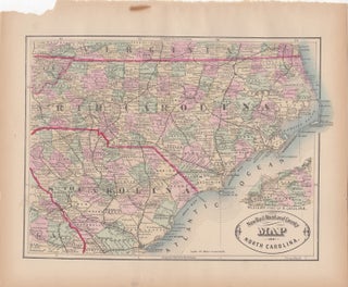 Item #44536 New Rail Road and County Map of North Carolina. George F. Cram
