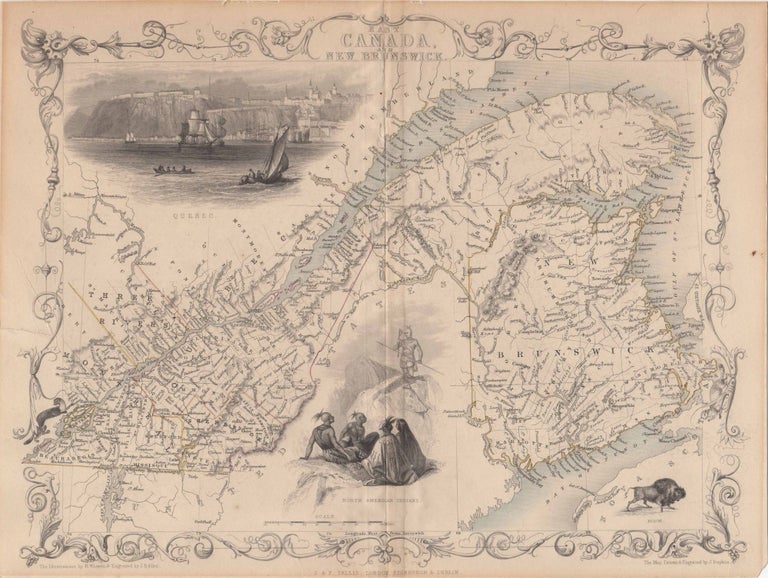 Item #44574 [Map] East Canada and New Brunswick. John Rapkin, John Tallis.