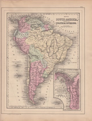 Item #44580 Map of South America, Showing Its Political Divisions [with inset] Map Showing the...