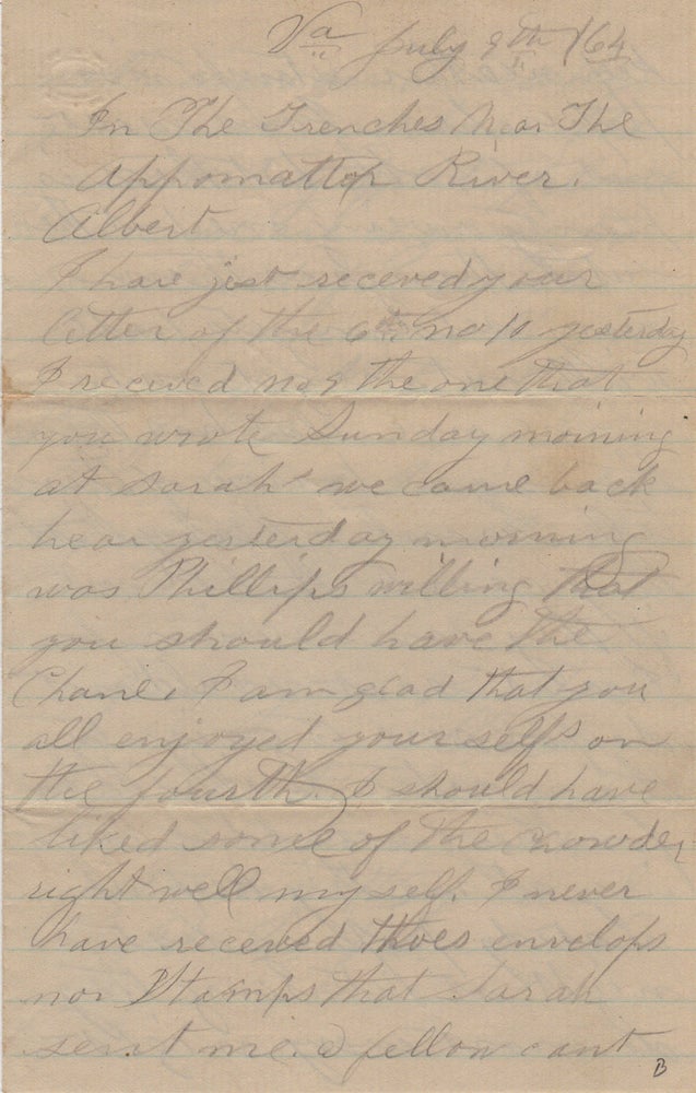 Item #44593 [Autograph Letter Signed] Civil War Soldier Writes to His Brother From the Trenches Near The Appomattox River. Battle of Petersburg, O D. P.
