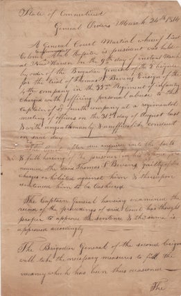 Item #44611 [Manuscript Document Signed] [Court Martial of Thomas Bevins] State of Connecticut....