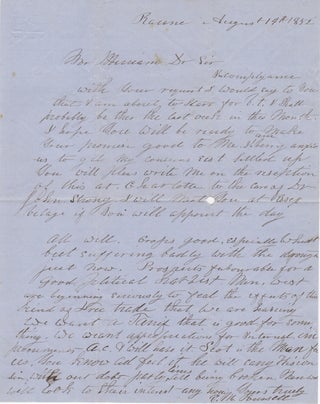 Item #44618 [Autograph Letter Signed] Recent Wisconsin Immigrant Supports Winfield Scott for...