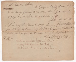 Item #44682 [Manuscript Receipt Signed] Balance for the Postage of Post Master General, George...
