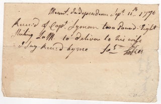Item #44753 [Signed Receipt] Payment Received by Joseph Sikes, to be Delivered to Captain Lyman's...