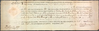 Item #44765 18th c. Court Warrant for Trespassing signed by former General Marinus Willett, ...