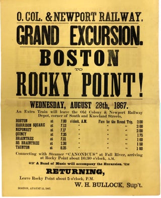 Item #44783 O. Col. & Newport Railway. Grand Excursion. Boston to Rocky Point! Wednesday, August...