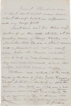 Item #44792 [Autograph Manuscript Signed] Short Biographical Sketch of Author Grant Thorburn, or...
