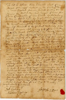Item #44798 [Manuscript Deed Signed] Colonial Era Indenture for One Acre of Land in Scituate...