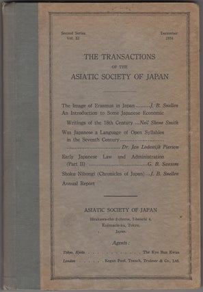 Item #44811 Transactions of the Asiatic Society of Japan. Second Series, Vol. XI. December 1934....
