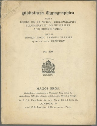 Item #45015 Bibliotheca Typographica: [Part 1:] Books on Printing, Bibliography Illuminated...