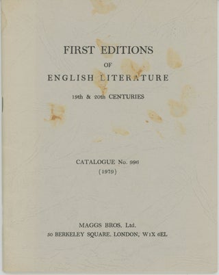 Item #45086 First Editions of English Literature 19th & 20th centuries Catalogue No. 996 (1979)....