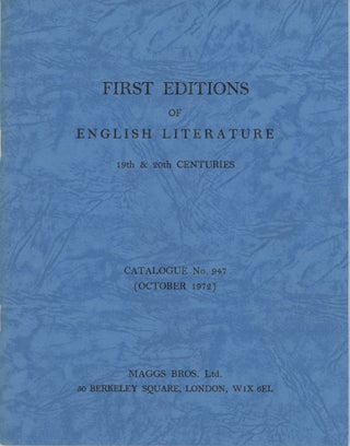 Item #45087 First Editions of English Literature 19th & 20th centuries Catalogue No. 947 (October...