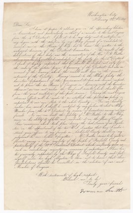 Item #45163 [MLS] Connecticut Congressman Truman Smith's Eloquent Endorsement of Whig Thomas B....