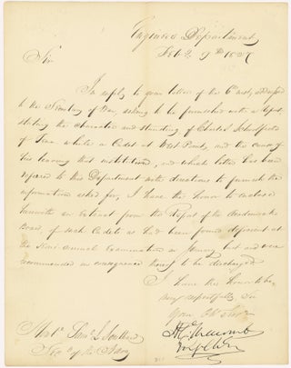 Item #45286 [Letter Signed with Manuscript Note] Reporting on a Failed Cadet at West Point 1827....