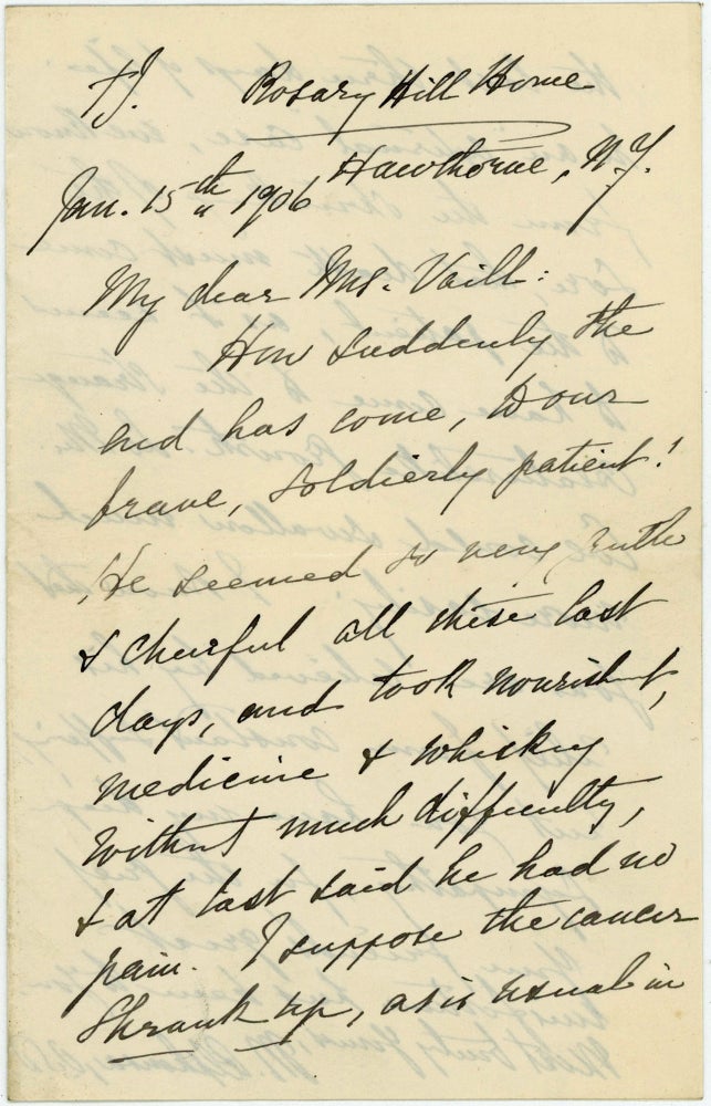 Item #45608 [ALS] Hawthorne's Daughter, Founder of an Early Hospice, Describes the Peaceful Death of a Cancer Patient & his "strange creaturelike growth" Medical. Nursing Women, Mother O. S. D. Rose Hawthorne afterwards Lathrop Alphonsa.