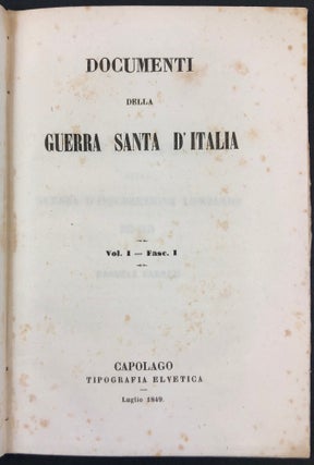 Item #45628 Cenni e documenti della guerra d'insurrezione lombarda del 1849. Risorgimento,...