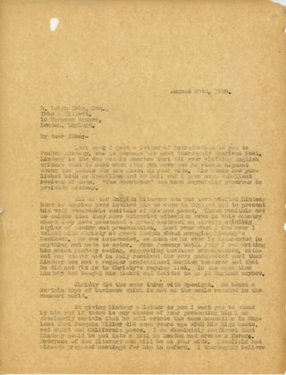 Item #45636 [Typed Letter] J. B. Pond, Vachel Lindsay's Agent, Pleads for Help in Booking Him to...