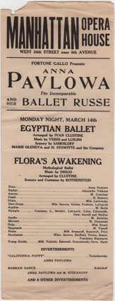Item #45638 [Small Archive] Anna Pavlowa at the Manhattan Opera House. 1921-1924. Ballet Russe,...