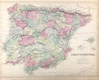 Item #45705 [Map] Spain & Portugal. S. Augustus Mitchell, Jr