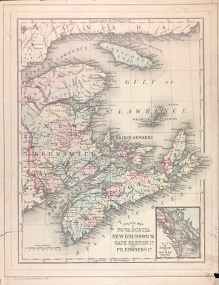 Item #45708 County Map of Nova Scotia New Brunswick Cape Breton Id. and Pr. Edward's Id. [with...
