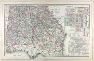 Item #45713 County Map of the States of Georgia and Alabama [with inset] Savannah, Georgia [and]...