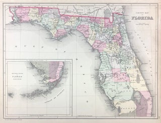 Item #45715 County Map of Florida [with inset] Southern Portion of Florida [verso with] County...