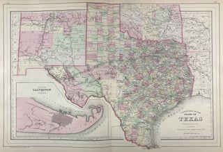 Item #45716 County Map of the State of Texas. Showing also portions of the Adjoining States and...