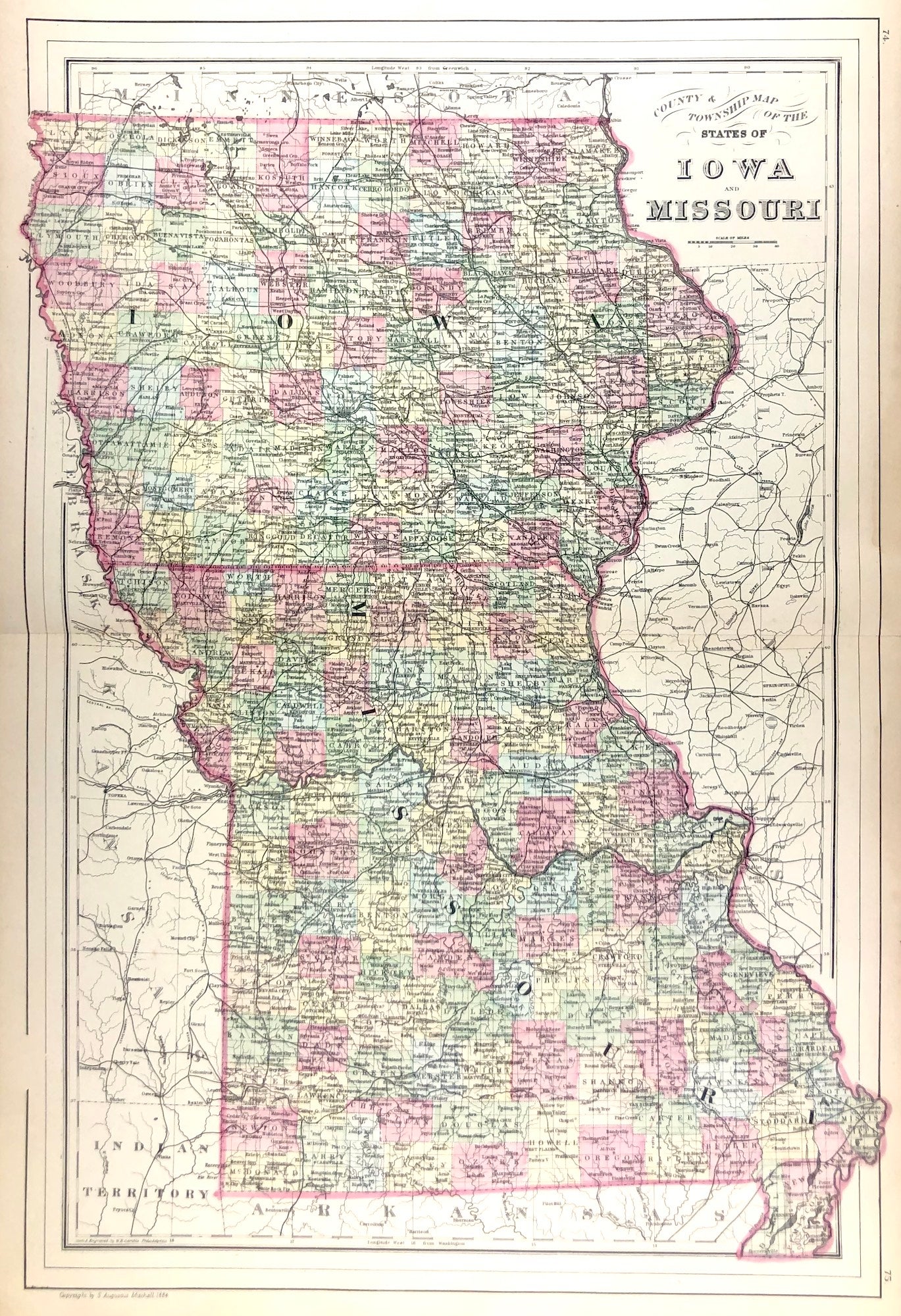 Map St. Louis Verso With County & Township Map Of The States Of Iowa ...