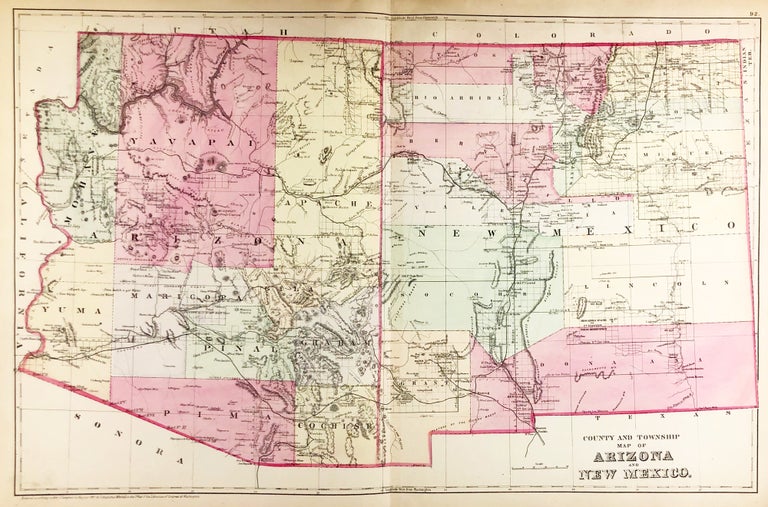 Item #45725 County and Township Map of Arizona and New Mexico. S. Augustus Mitchell, Jr.