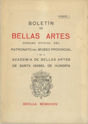 Item #45764 Boletin de Bellas Artes. Número I. Real Academia de Bellas Artes de Santa Isabel de...