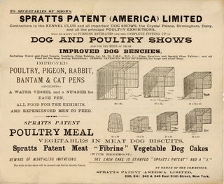 Item #45797 [Advertisement for] Spratts Patent (America) Limited [Dog and Poultry Supplies on]...