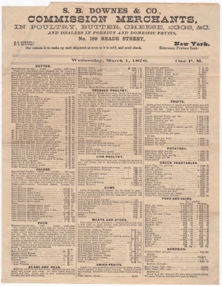 Item #45805 [Price Sheet] S.B. Downes & Co. Commission Merchants, In Poultry, Butter, Cheese,...