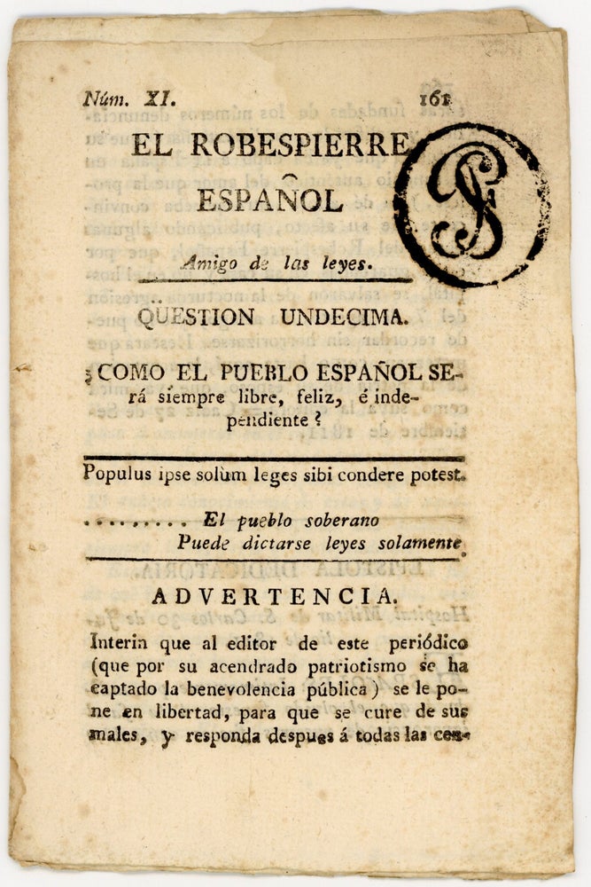 Item #45938 El Robespierre Español. Amigo de las leyes. Núm XI. María del Carmen Silva.