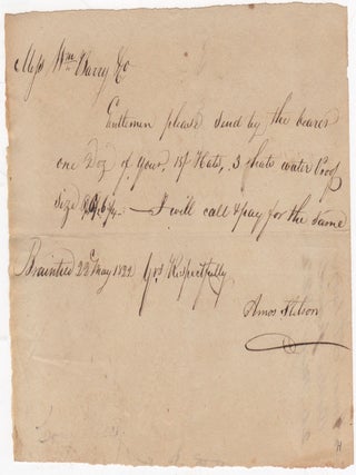 Item #45981 [Manuscript Receipt Signed] Order for Hats from William Barry & Co. William...