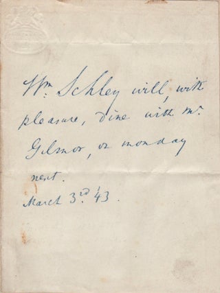 Item #45982 [Manuscript Note] Two Governors of Georgia have Lunch: William Schley Accepts...
