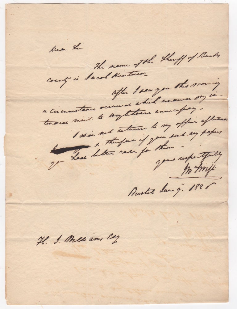 Item #45986 [ALS] John Swift, future Philadelphia Mayor to fellow Attorney, Henry J. Williams. John Swift.