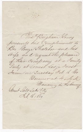 Item #46094 [Manuscript] Brigham Young Invites Son-In-Law, George Thatcher & Wife to a Family...