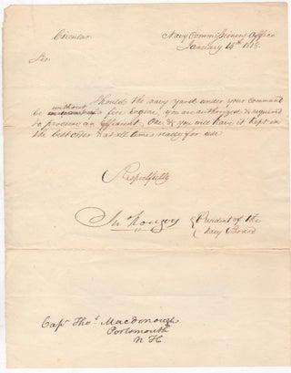 Item #46219 [Manuscript Circular Signed] Commodore John Rodgers, President of the Navy Board to...